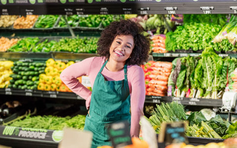 Grocery Worker Smiling